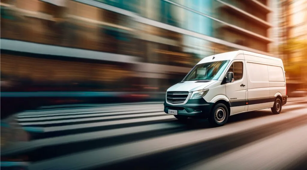 Electric van movement around the city