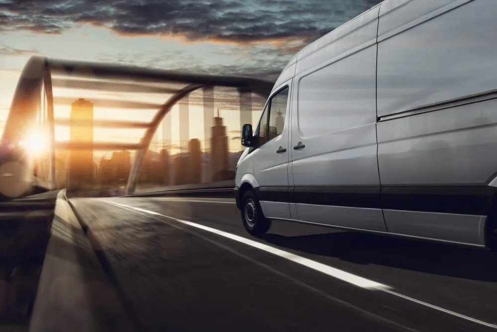 Van on bridge