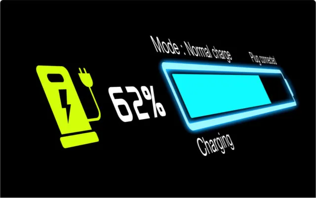 Graphic showing charge status of EV